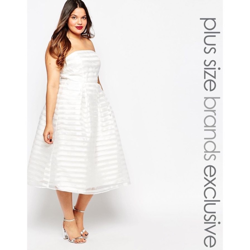 Truly You Strapless Bandeau Dress Organza Stripe